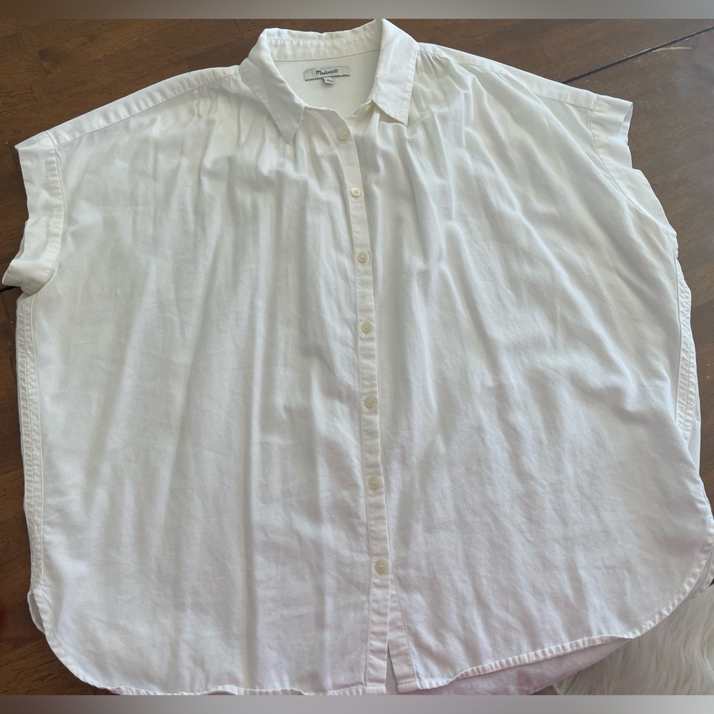 Madewell white button down short blouse XL